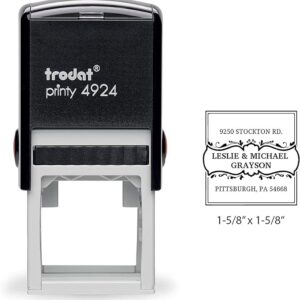 Trodat Printy 4924 Personalized Individual Custom Name Plate Return Address Monogram Self Inking Stamp (1-5/8in x 1-5/8in)