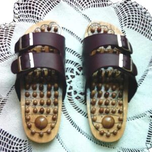 شبشب مدلك للقدم، حذاء خف باديكير لتدليك القدم بنعل خشبي لتدليك القدم, اسود,