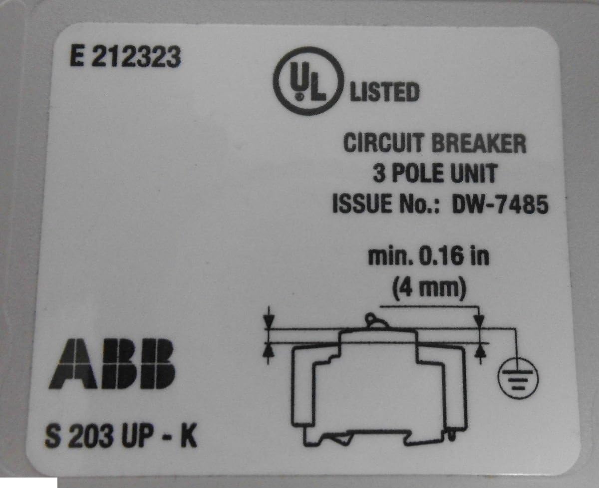 273337 A ABB S203UP-K6 3 Pole Miniature Circuit Breaker Unit - الصورة 2