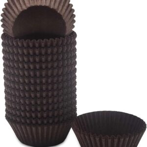 بطانات كب كيك صغيرة مقاومة للدهون من بيك هوب، أكواب خبز ...   Bakehope Greaseproof Mini Cupcake Liners, Premium Paper Baking Cups for Party Celebration,(Brown, 300-count)